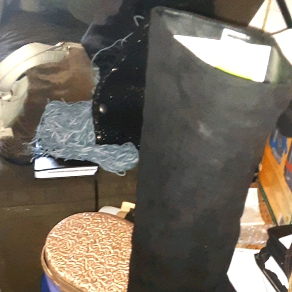 Black SUEDE leather thigh boot boots - Picture 3 of 6